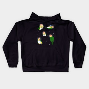 Space Birbs White Bellied Caique Kids Hoodie